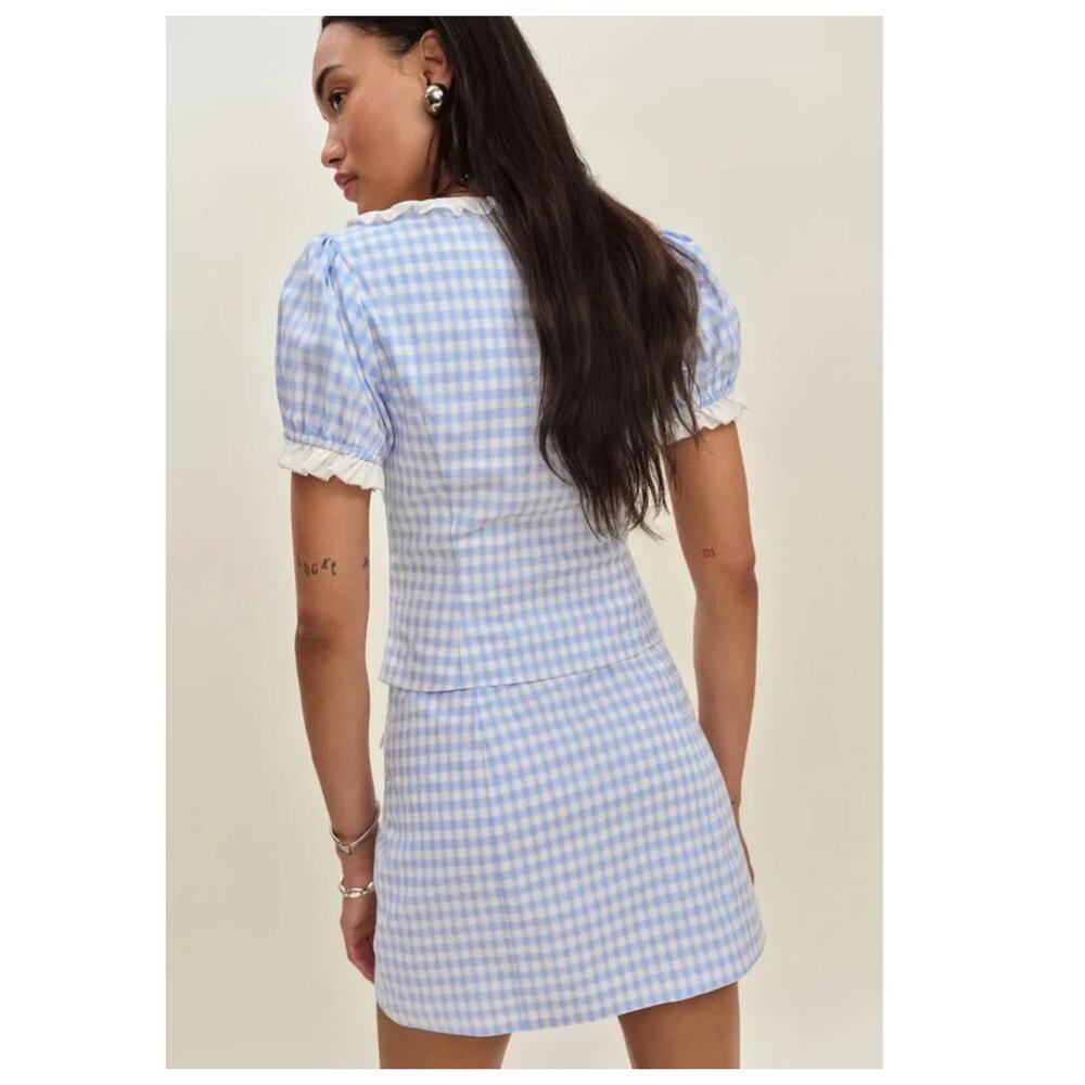 NEW Reformation Janell Two Piece Set in Crystal Check Size 4 - Picture 2 of 15